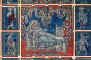 ジェシーの眠り、ジェシーの木の塗られた天井の詳細、c.1240-50（パネル上のテンペラ）（112353および114784も参照） 作： German School
